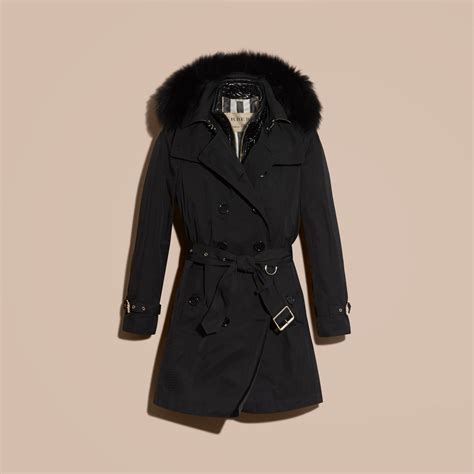 burberry fur-trimmed hood trench coat with detachable gilet|Burberry men's trench coat outlet.